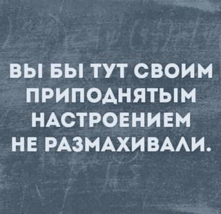 ВЫ БЫ ТУТ СВОИМ ПРИПОДНЯТЫ М НАСТРОЕНИЕМ НЕ РАЗМАХИВАЛИ. – АйДаПрикол