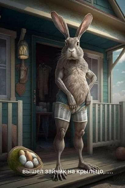 Вышел зайчик на крыльцо