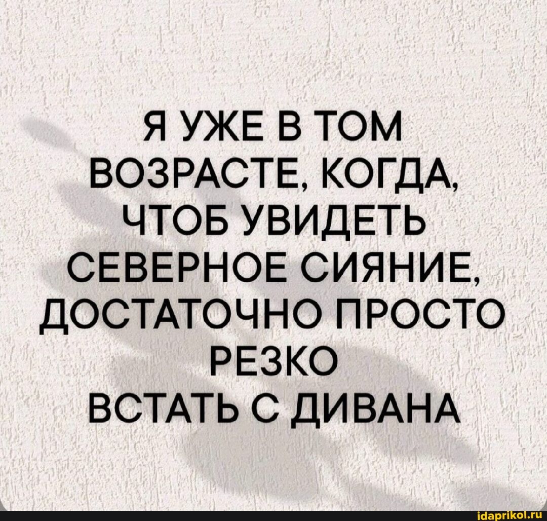 Я УЖЕ В ТОМ ВОЗРАСТЕ, КОГДА, ЧТОБ УВИДЕТЬ СЕВЕРНОЕ СИЯНИЕ, ДОСТАТОЧНО ПРОСТО РЕЗКО ВСТАТЬ С ДИВАНА I – АйДаПрикол